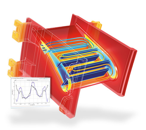Tensión térmica en una pala del estátor en la etapa de la turbina de un motor a reacción