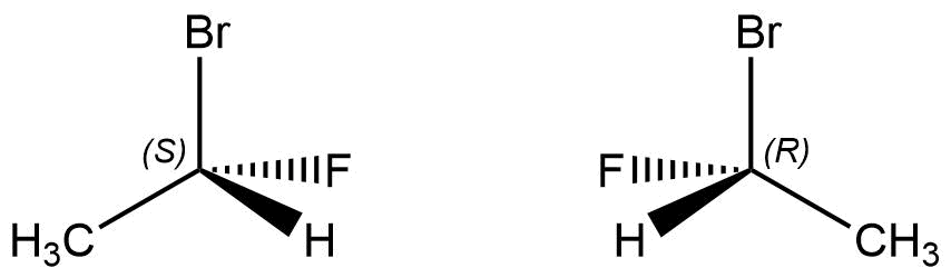 Enantiómeros del 1-bromo-1-fluoretano