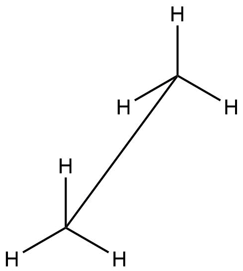 Molécula de etano previa a la proyección de Newman