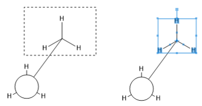 Selección de uno de los fragmento de metano para su posterior rotación