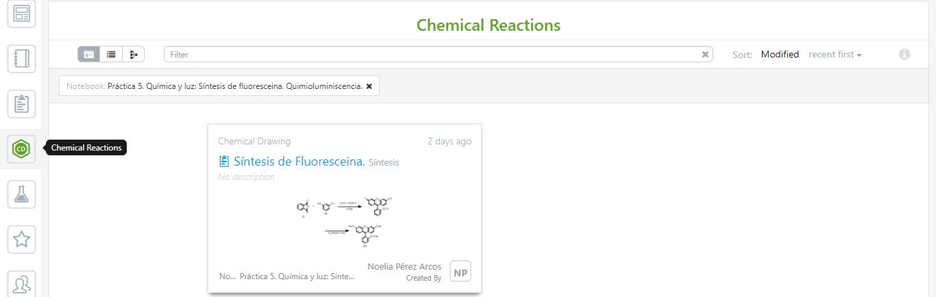 Nuevos atributos en la carpeta "chemical reactions"