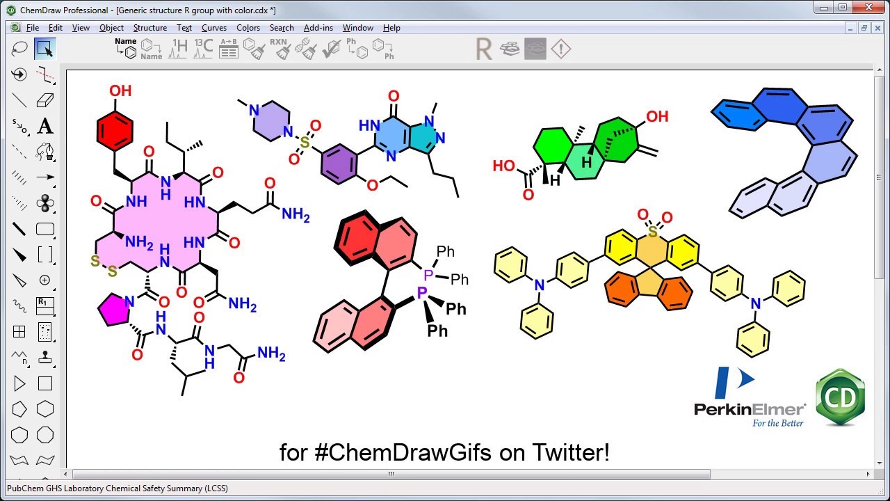 Ejemplos de las últimas novedades introducidas en ChemDraw 19.1 - Coloración de los anillos aromáticos